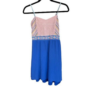 Flying Tomato Boho Mini Dress Crocheted Bust & Ruched Back Size Small